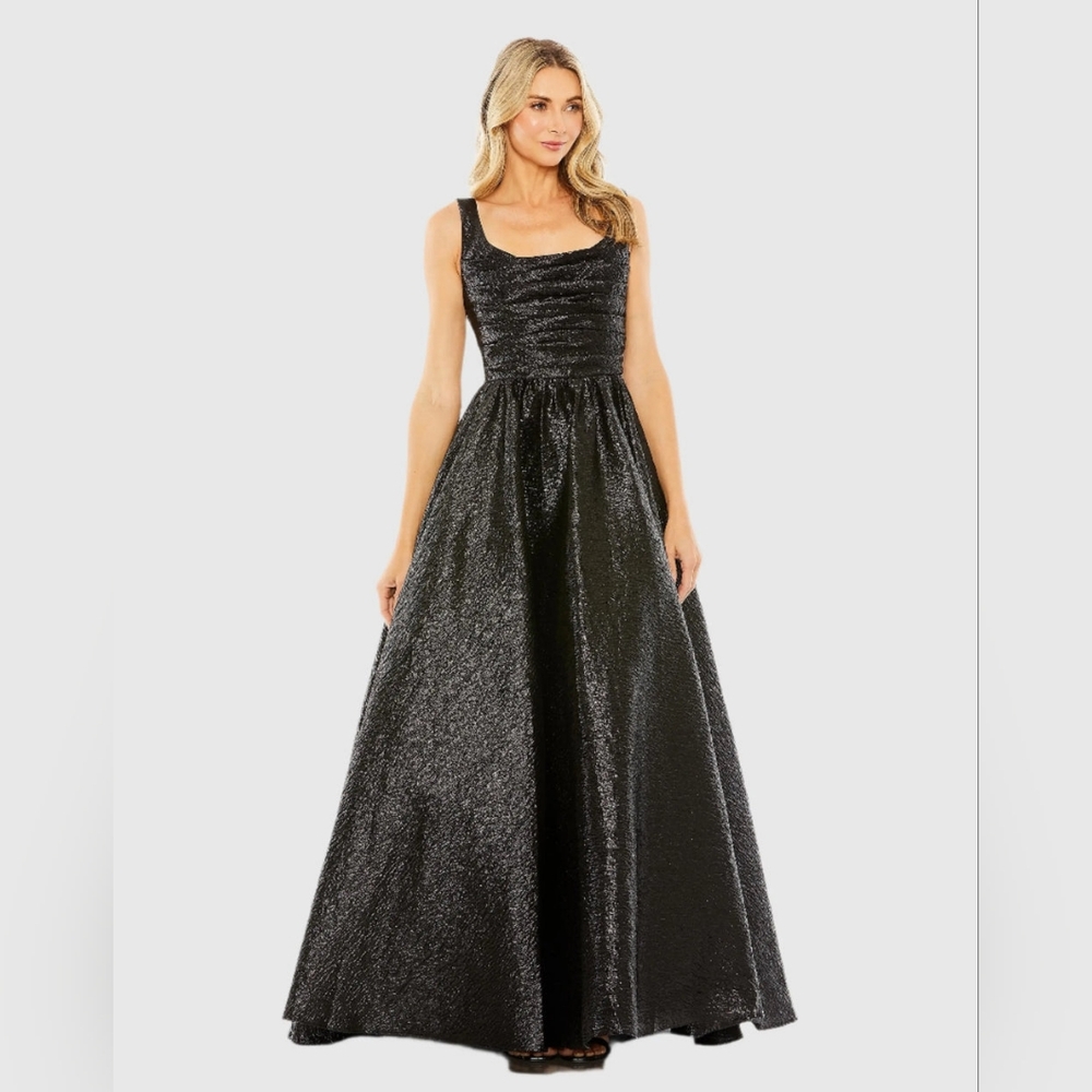 Mac Duggal Black Shimmer Textured Ball Gown